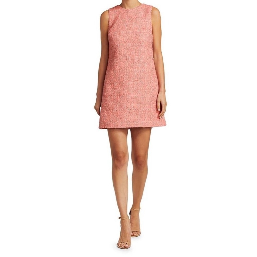 Alice & Olivia Coley Metallic Boucle Square Neck Mini Dress